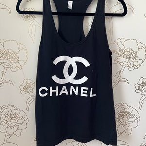 Black Chanel Sign Tank Top, Medium